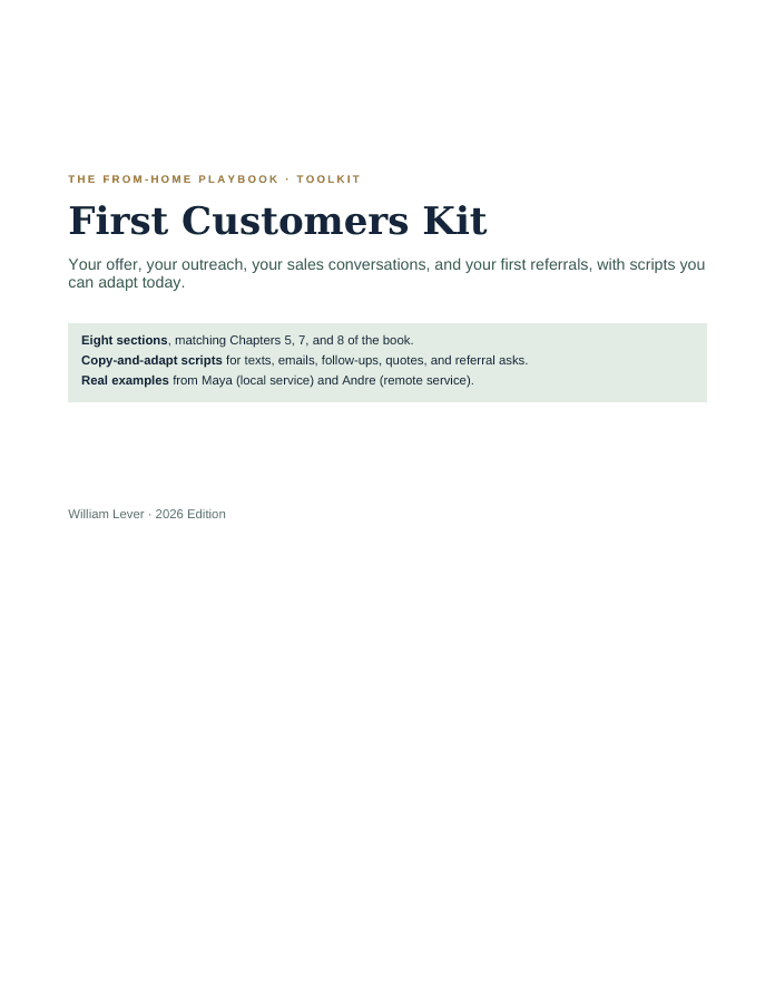 Sample page from First Customers Kit